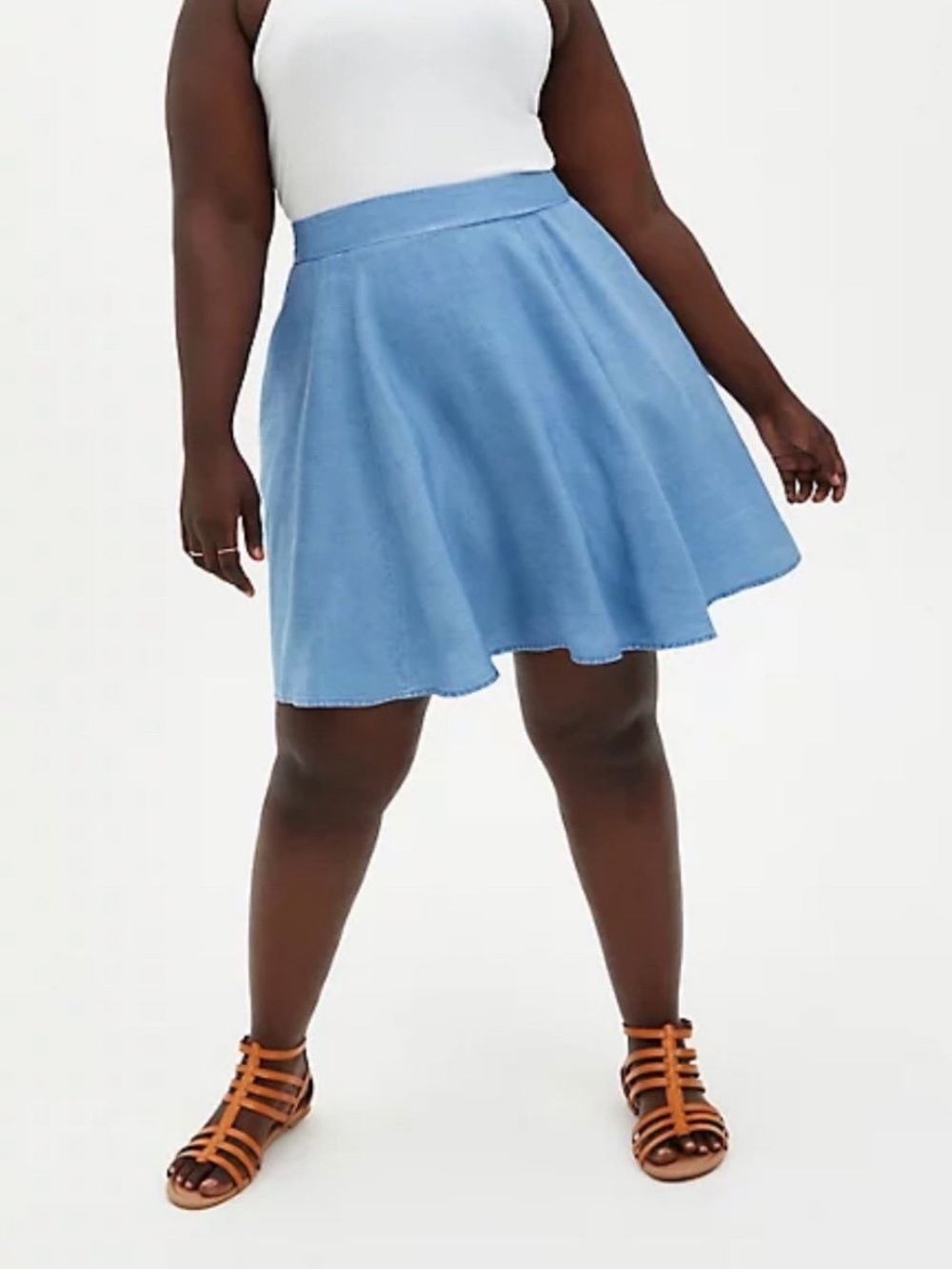 Torrid Mini Chambray Blue Lightweight Skater Skirt Size 2X